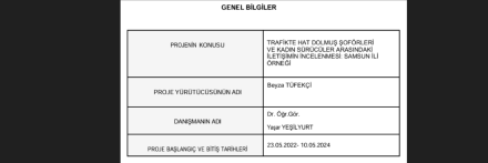 Trafikte kadın-erkek ilişkisinin analizi ve incelenmesi