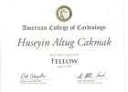 Amerikan Kardiyoloji Kolleji Fellowluğu (Fellow of American College of Cardiology) (FACC ID Number: 931477)