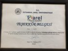 İstanbul Arel Üniversitesi Teşekkür Belgesi