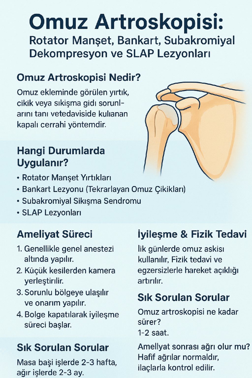 Omuz Artroskopisi: Rotator Manşet, Bankart, Subakromiyal Dekompresyon ve SLAP Lezyonları makalesi