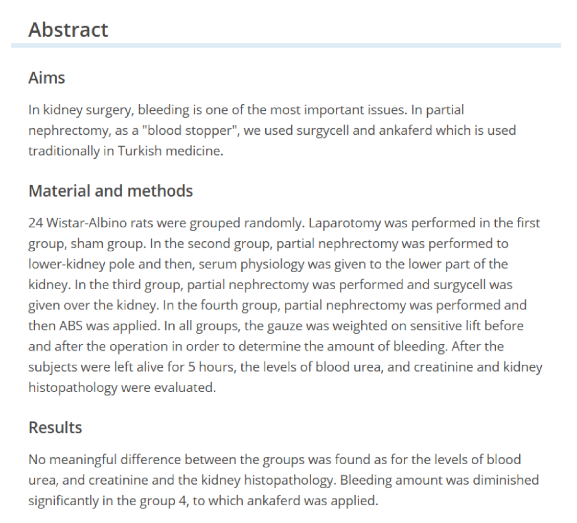 The effect of ankaferd to stop bleeding in experimental partial nephrectomy (scı-scı expandıe)