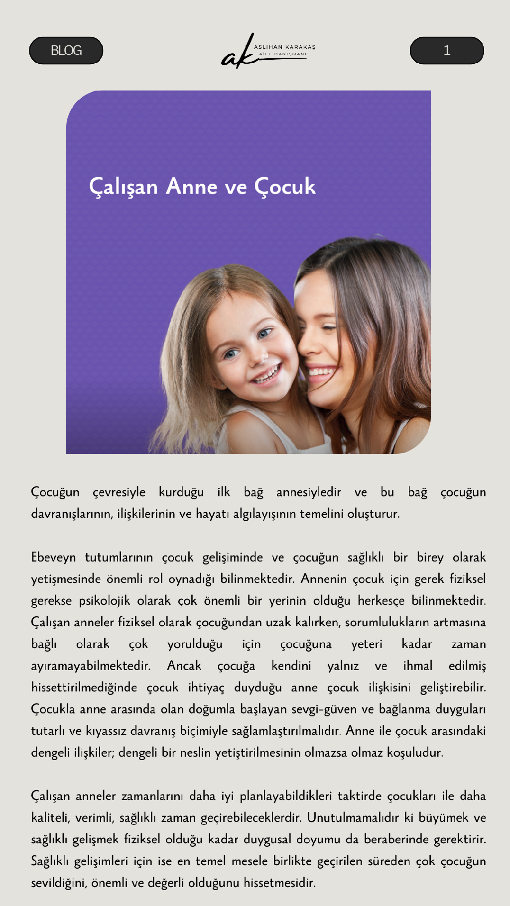 Çalışan Anne ve Çocuk